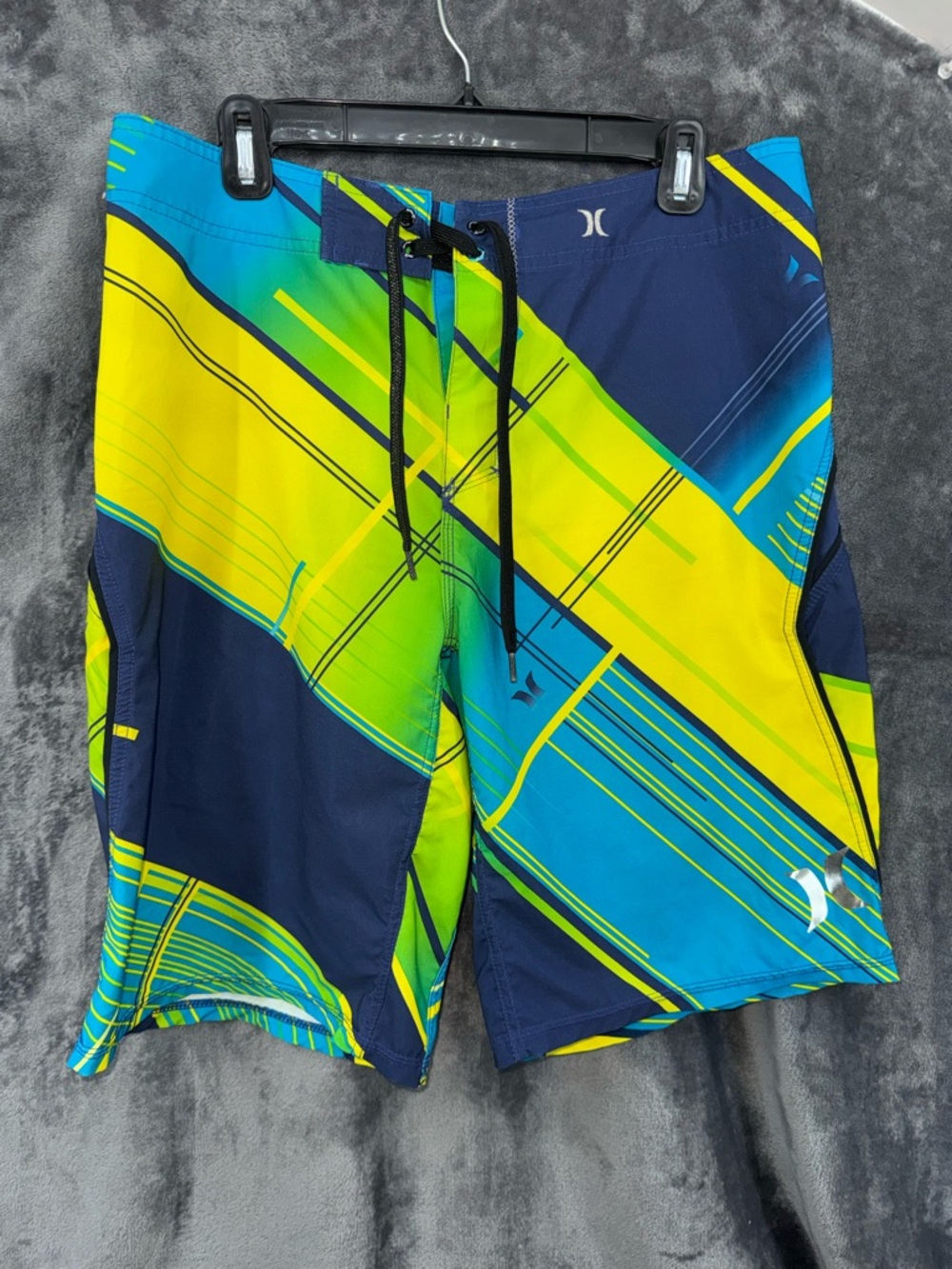 Hurley Yellow, Blue, & Green Colorblock Phantom Board Surf Swim Shorts Size 32